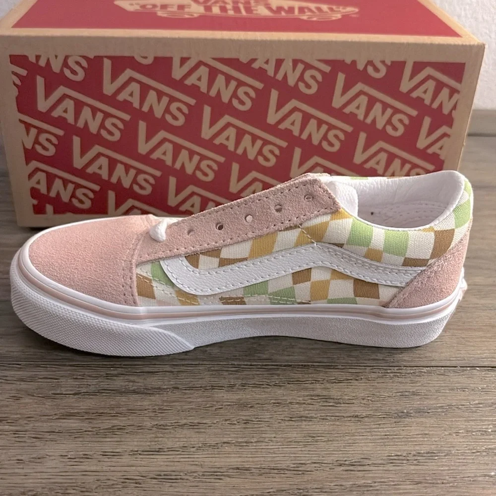 NIB [Vans] Old Skool Shoe Sneaker Tennis Shoes in Multi/True White Kids Sz 12.0 - Picture 5 of 16